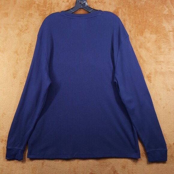 CLUB ROOM Shirt Mens XL Blue Pullover Crew Waffle Thermal Long Sleeve - Picture 3 of 6